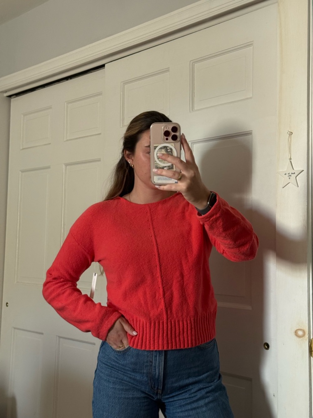 NWT Anthropologie Crewneck Red/Coral Hoodie Sweater